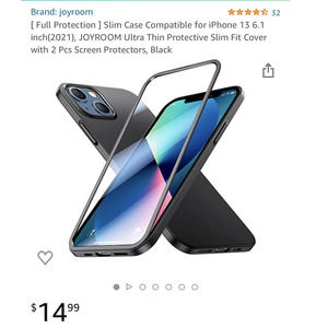 iPhone 13 Slim Case with 2pcs Screen Protectors - Black